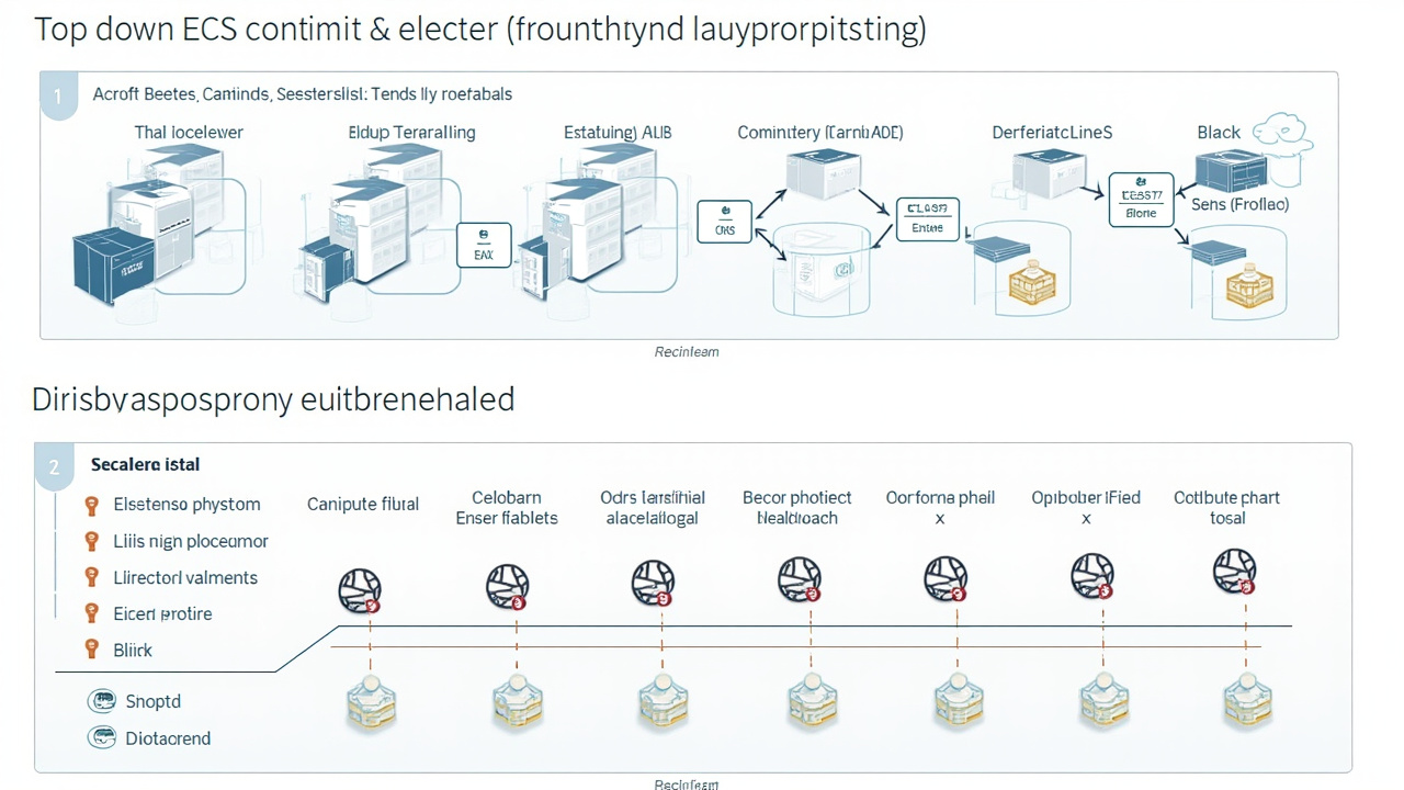 ECS 컨테이너, ALB 청사진, Terraform 모듈과 스케일링 차트의 평면도